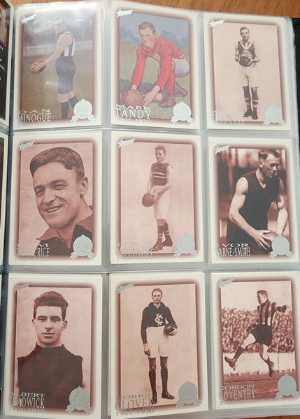 1996 AFL Hall Of Fame Platinum Set Inc Triple Brownlow Signature card (Dick Reynolds, Ian Stewart, Bob Skilton)