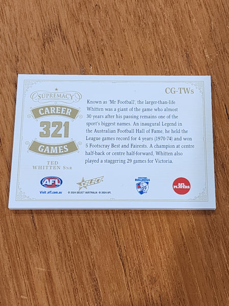 2024 AFL Select Supremacy Career Games 321 Ted Whitten Snr Bulldogs 5/55