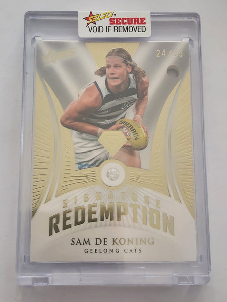 2023 AFL Select GEM Sam De Koning Diamond Signature Redemption cards 24/35 Geelong Cats