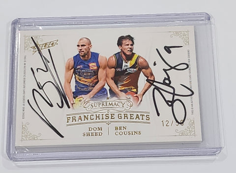 2024 AFL Select Supremacy Franchise Greats Dom Sheed Ben Cousins West Coast Signatures 12/50 FGDS17