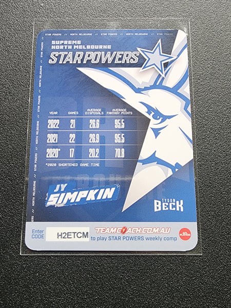 2023 Teamcoach Neon Star Powers Jy Simpkin North Melbourne SP-56