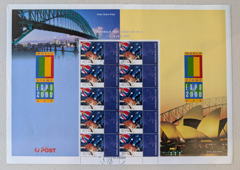 Australia 2000 45c Olympic World Stamp Expo USA SES Stamp Sheet Limited Edition Used