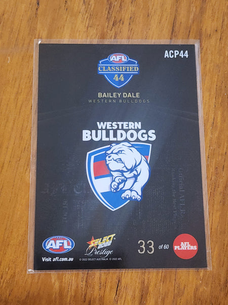 2022 AFL Select Prestige Classified Bailey Dale Bulldogs 33/60