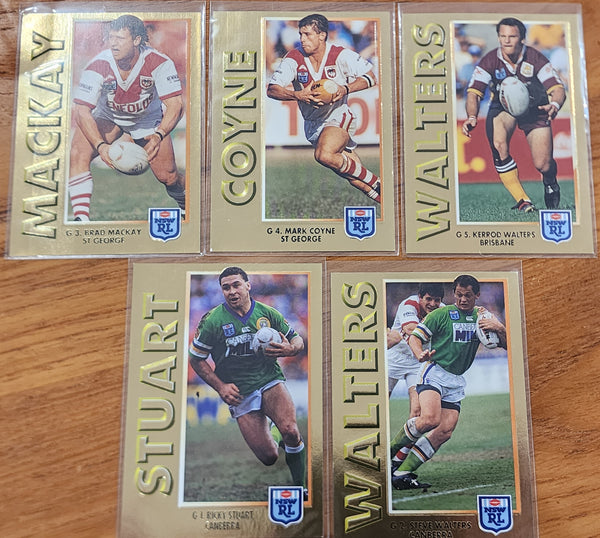 1994 Series 1 Complete Set of 5 NSWRL Embossed Gold Cards