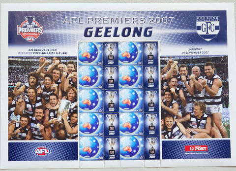 Australia 2007 50c AFL Football Premiers Geelong Cats SES Stamp Sheet. Limited edition