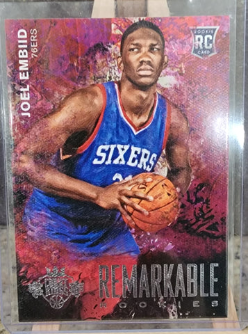 2014-15 Panini Court Kings NBA Joel Embiid Remarkable Rookies Sapphire RC 76ers #26