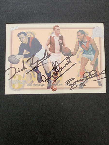 1996 AFL Hall Of Fame Platinum Set Inc Triple Brownlow Signature card (Dick Reynolds, Ian Stewart, Bob Skilton)