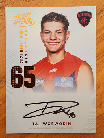 2022 AFL Select Optimum Signature card Taj Woewodin Melbourne 91/170  DPSC65