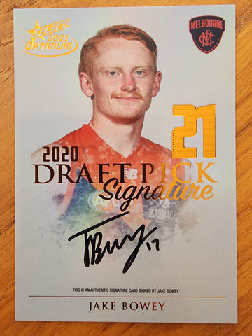2021 AFL Select Optimum Draft Pick Signature Jake Bowey Melbourne 98/170