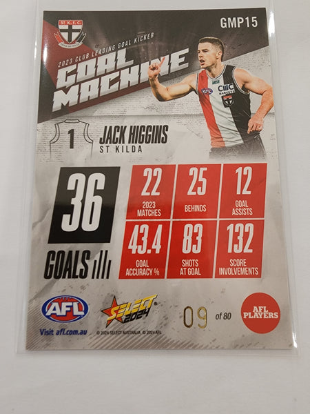 2024 AFL Select Goal Machine Jack Higgins St Kilda Low 9/80