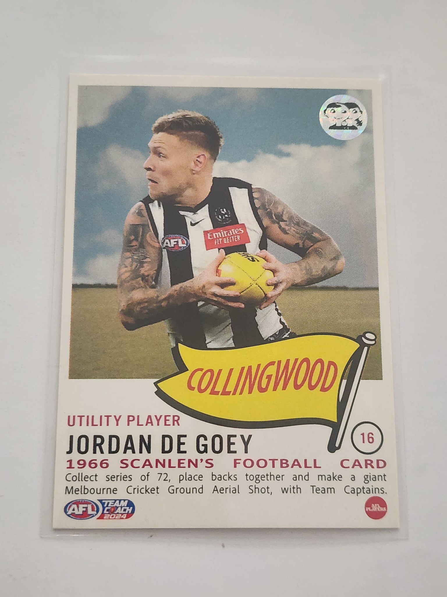 2024 AFL Teamcoach Scanlens Jordan De Goey Collingwood #16