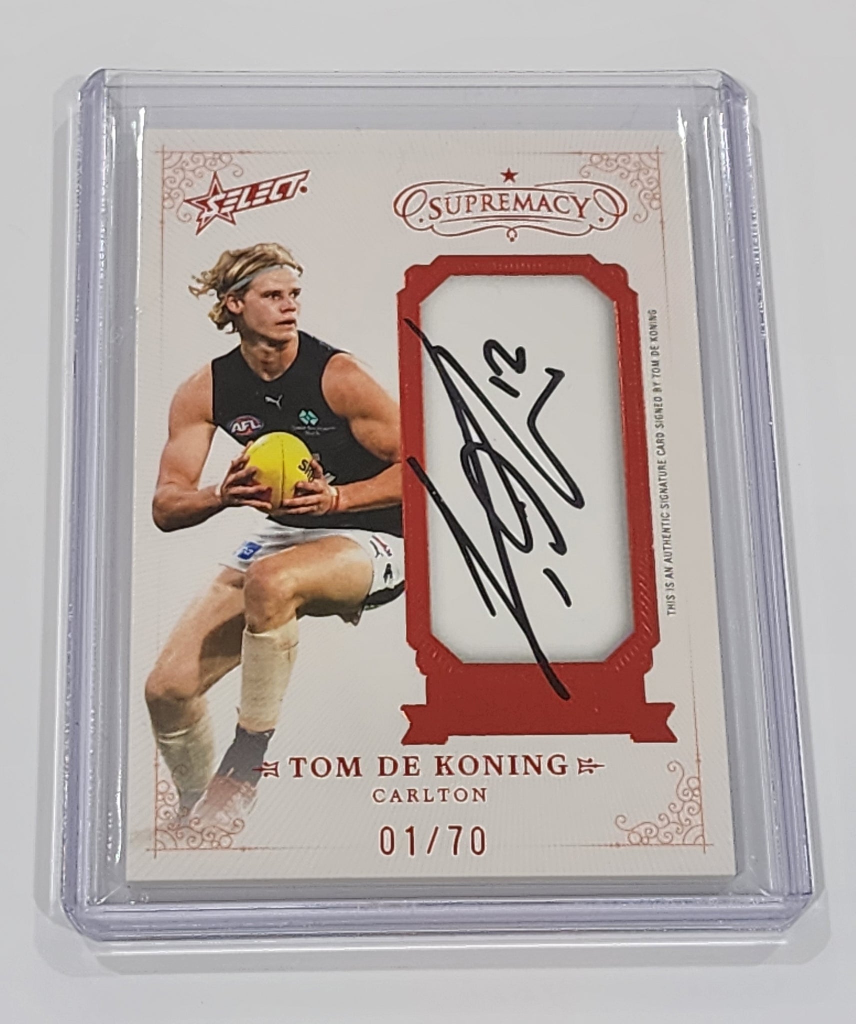2024 AFL Select Supremacy Signature Tom De Koning Carlton LOW 1/70