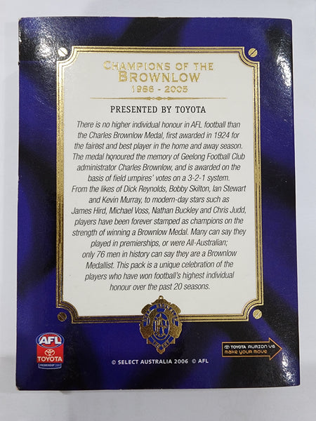 2006 AFL SELECT CHAMPIONS OF THE BROWNLOW 1986-2005 COMPLETE 27 CARD SET