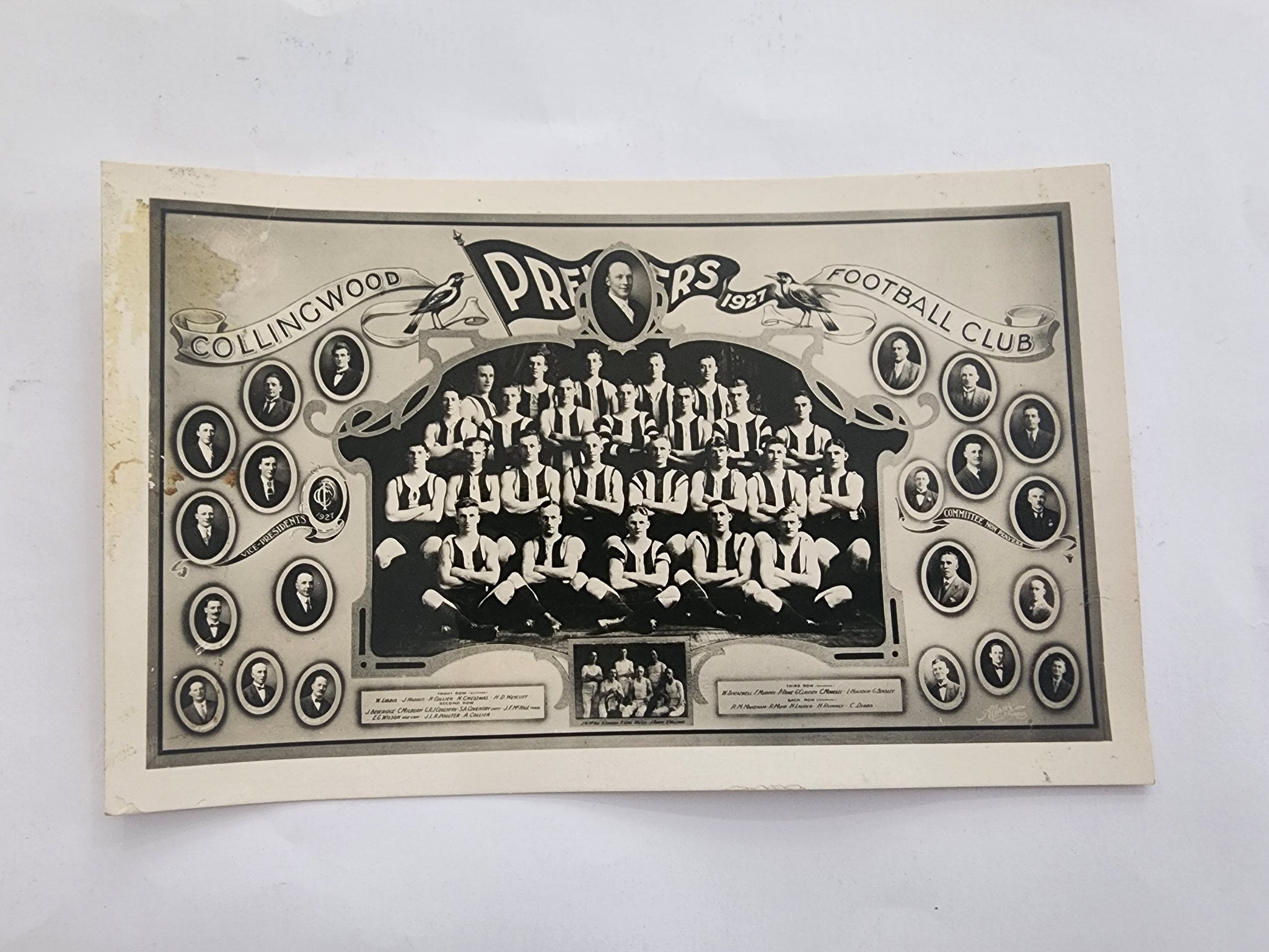 1927 Collingwood premiership team photo postcard by Charles Boyles