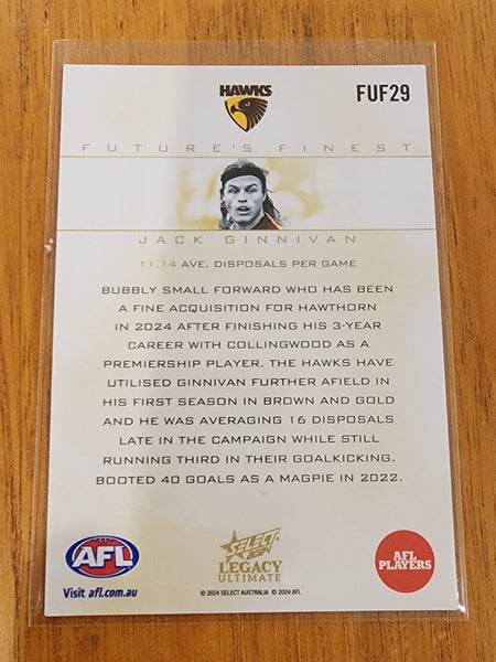 2024 AFL Select Legacy Ultimate Jack Ginnivan Hawthorn FUF29 51/80