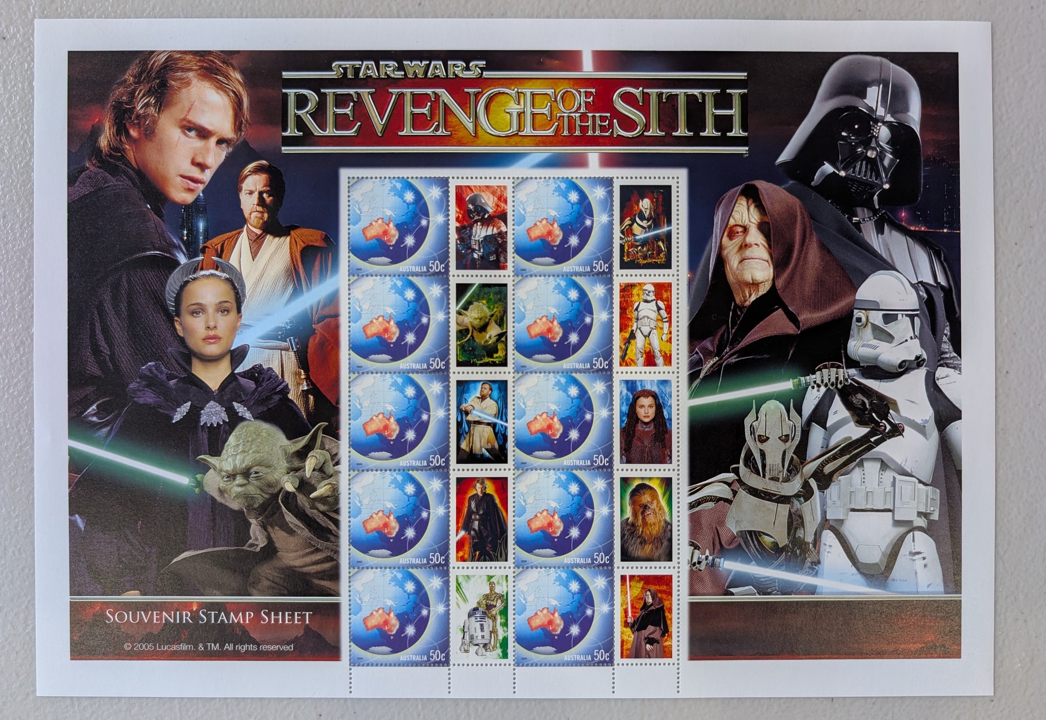 Australia 2005 Star Wars Revenge of the Sith SES Stamp Sheet Limited Edition