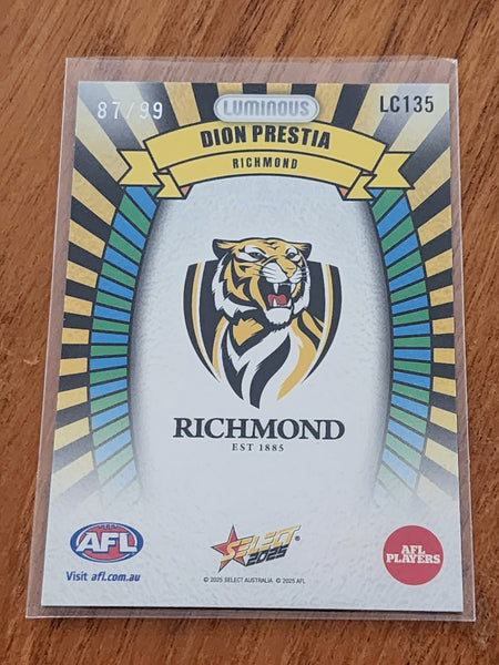2025 AFL Select Hobby Luminous Carnival Dion Prestia Richmond 87/89 LC135