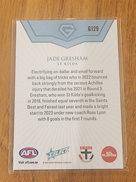 2023 AFL Select GEM Jade Gresham St Kilda 11/90 G129