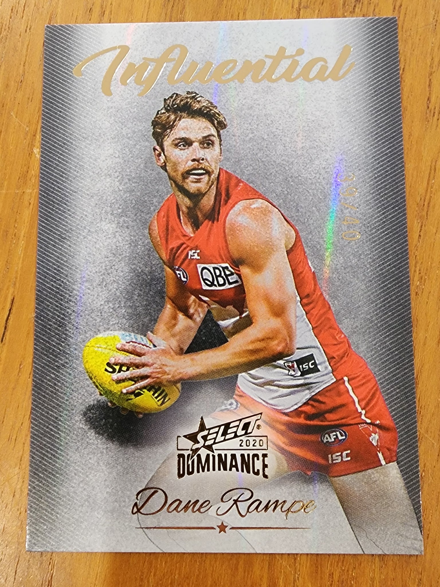 2020 AFL Select Dominance Influential Card Dane Rampe Sydney #39/40