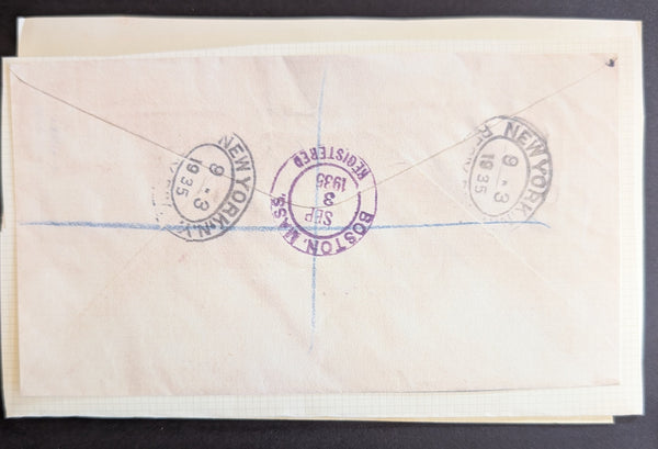 Bermuda 1935 Silver Jubilee stamps on The Hamilton Hotel Registered Commercial Cover to USA