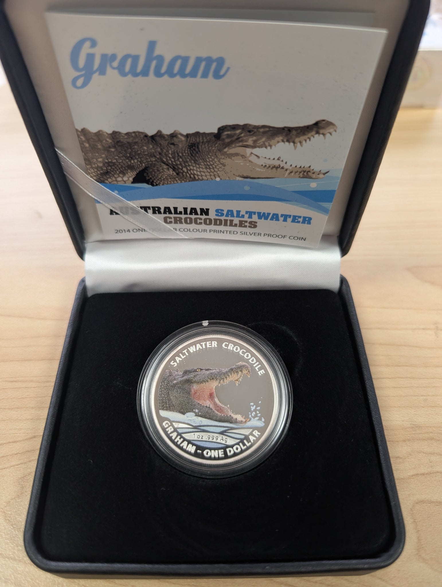 Australia 2014 RAM $1 Graham the Saltwater Crocodile Silver Proof Coin