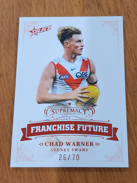 2024 AFL Select Supremacy Franchise Future Chad Warner Sydney 26/70 FF32