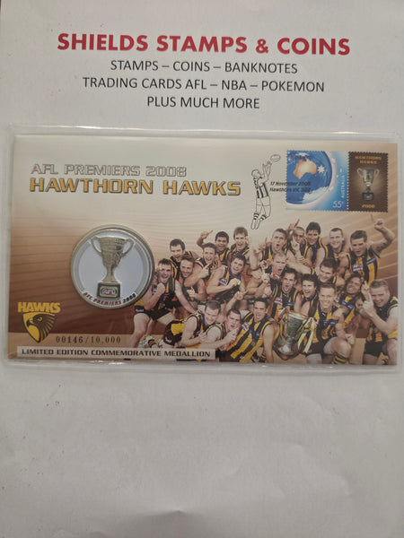 AFL PREMIERS 2008 HAWTHORN HAWKS LIMITED EDITION COMMEMORATIVE MEDALLION