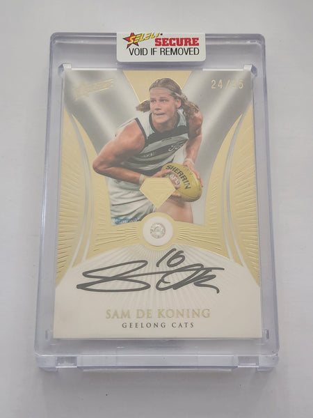 2023 AFL Select GEM Sam De Koning Diamond Signature Redemption cards 24/35 Geelong Cats