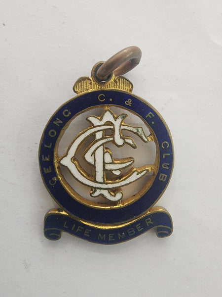AFL GEELONG C & F Club Life Member medal and Geelong Supporter's Badge