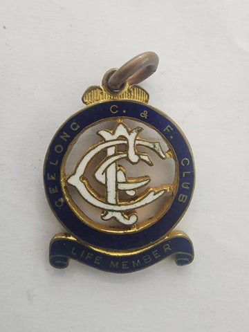 AFL GEELONG C & F Club Life Member medal and Geelong Supporter's Badge