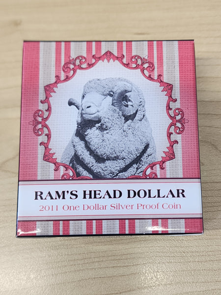 Australia 2011 Royal Australian Mint $1 Rams Head Dollar Silver Proof Coin