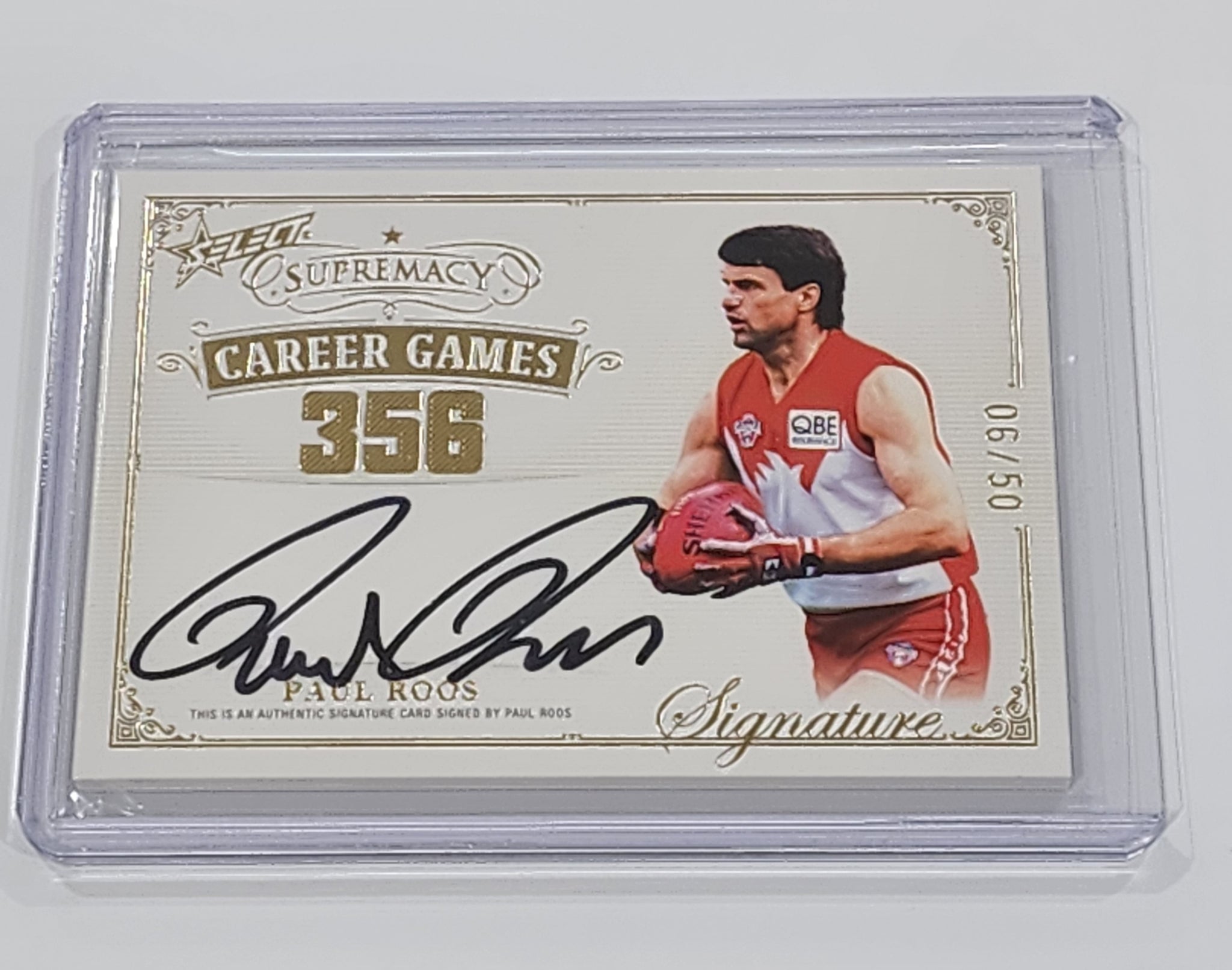 2024 AFL Select Supremacy Career Games 356 Paul Roos Sydney Signature Card LOW 6/50