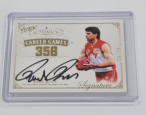 2024 AFL Select Supremacy Career Games 356 Paul Roos Sydney Signature Card LOW 6/50