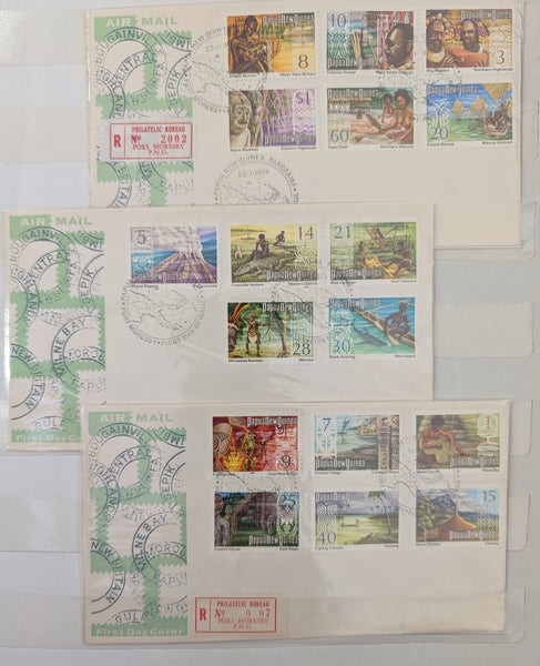 Papua New Guinea 1960-1984, Collection of 71 Different Covers with beautiful sets of stamps