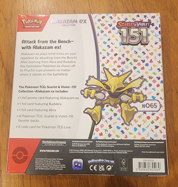 Pokemon TCG Scarlet & Violet 151 Alakazam Ex Collection Box New Sealed