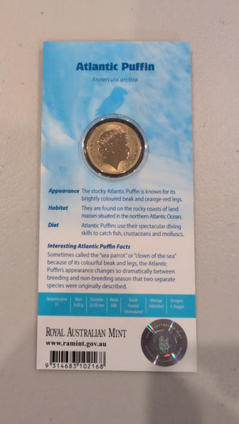 Australia 2013 Royal Australian Mint $1 Polar Animals Atlantic Puffin Coloured Carded Coin