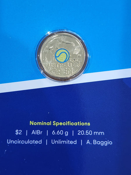 2025 Australian Open $2 Privy Mark Coloured Uncirculated Coin Men's Australian Open