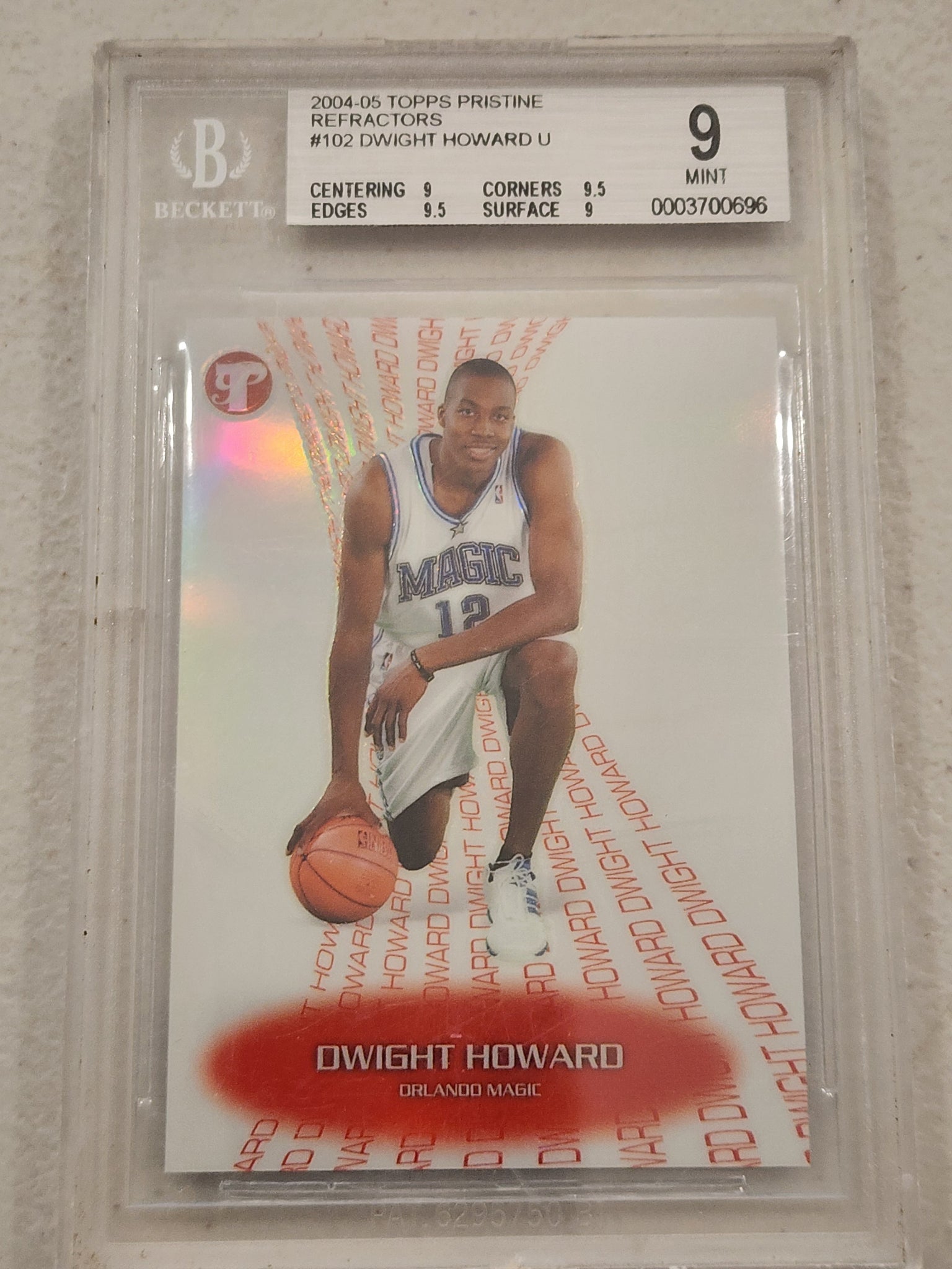 2004-05 TOPPS PRISTINE REFRACTORS DWIGHT HOWARD RC #102 239/275 BGS 9
