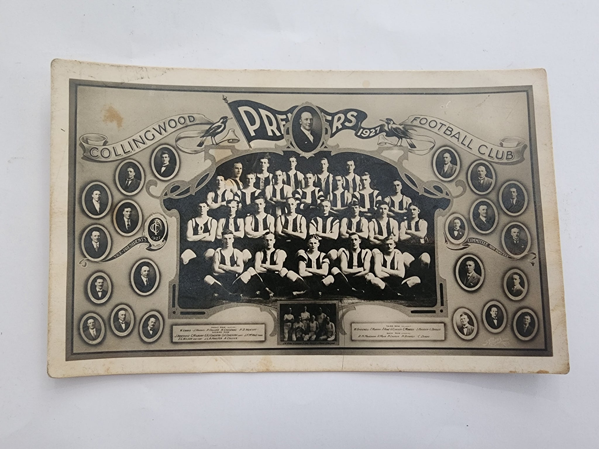 1927 Collingwood Football Club Premiers postcard unused