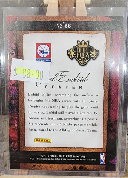 2014-15 Panini Court Kings NBA Joel Embiid Remarkable Rookies Sapphire RC 76ers #26