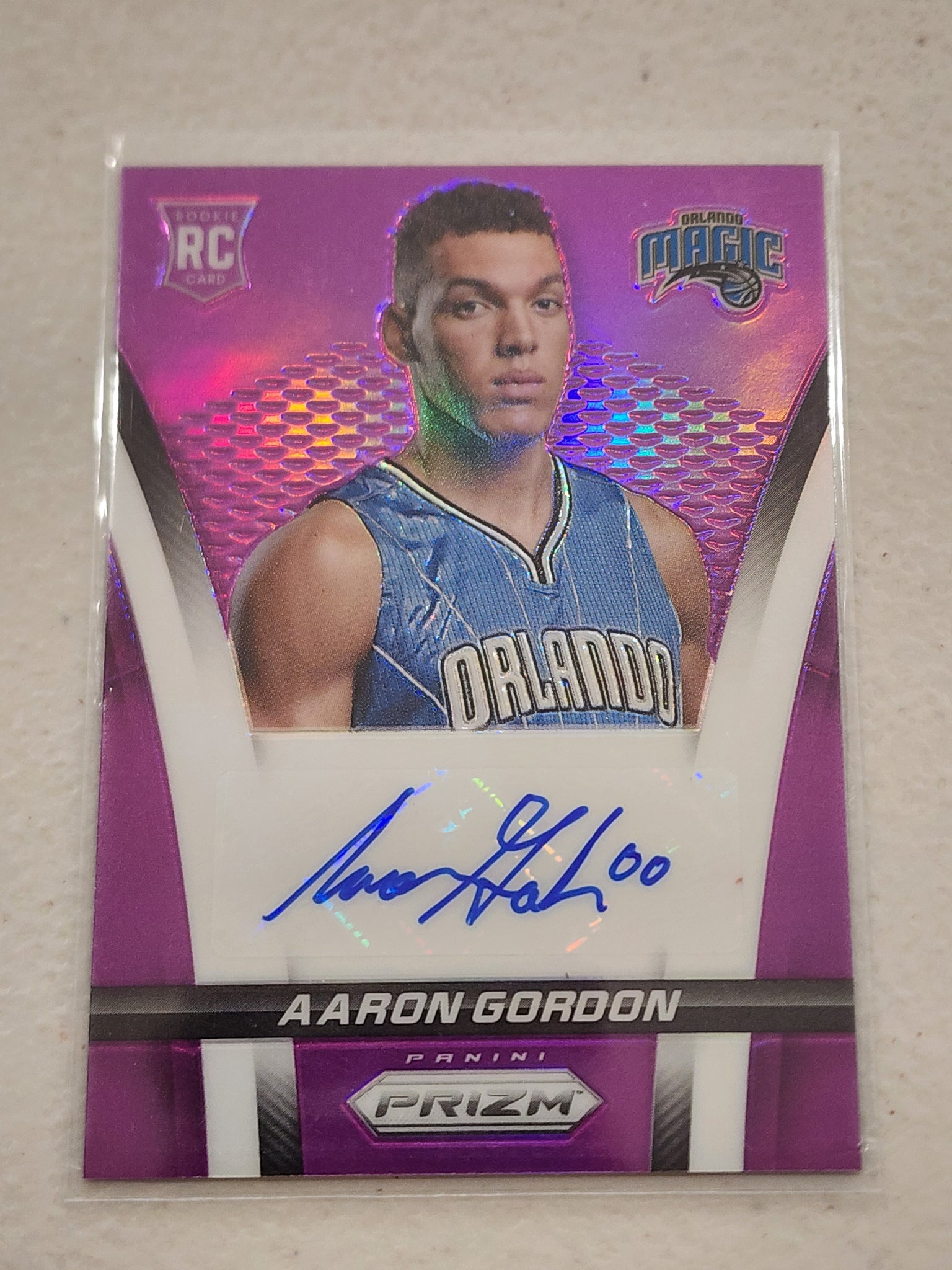 2014-15 NBA Panini Purple Prizm Aaron Gordon Magic Rookie Autograph 77/99