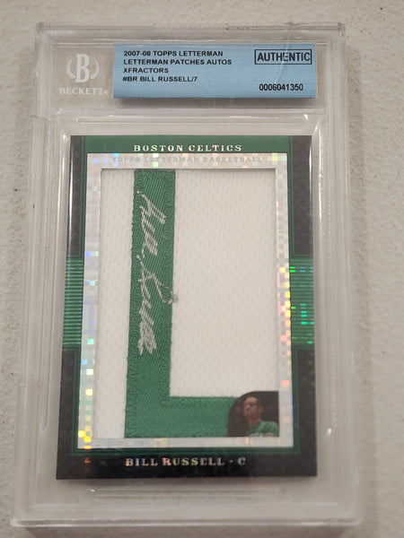2007-08 NBA Topps Letterman Patches Autograph Xfractors Bill Russell 1/1  BGS 10 LA-BR