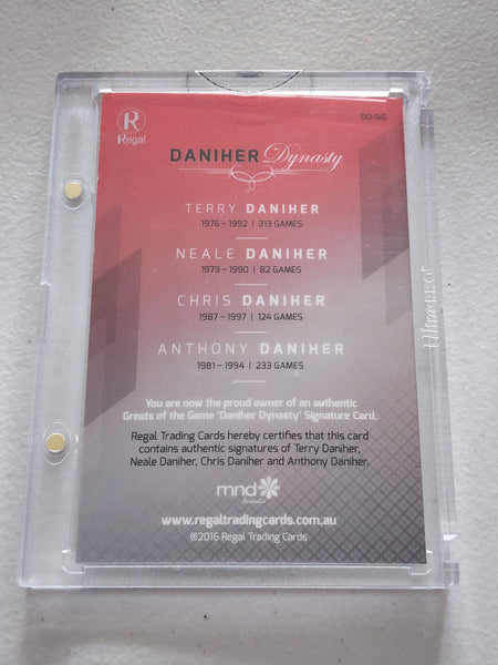 2016 Regal Greats of the Game Daniher Dynasty Signature Card (Terry, Neale, Chris and Anthony Daniher) 37/75 DD-SIG