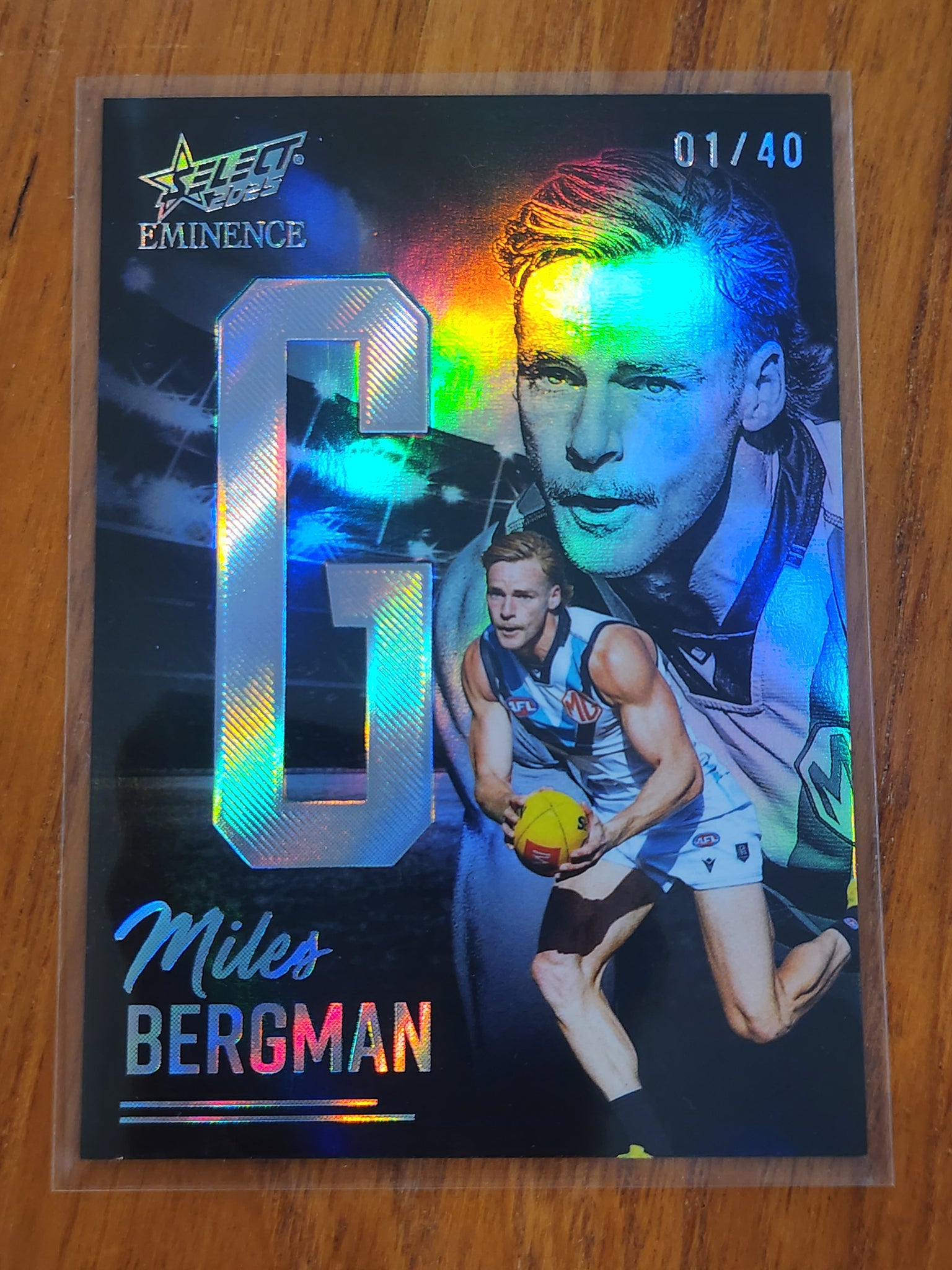 2025 AFL Select Eminence Platinum Nameplate Miles Bergman G Port Adelaide  LOW 1/40 NB205