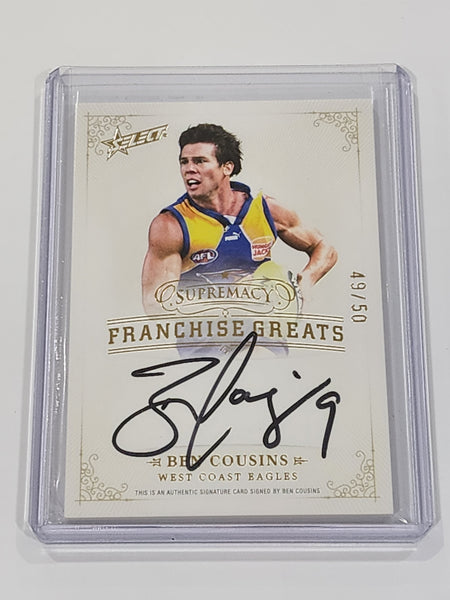 2024 AFL Select Supremacy Ben Cousins West Coast Franchise Greats Signature Card 49/50 FGS34