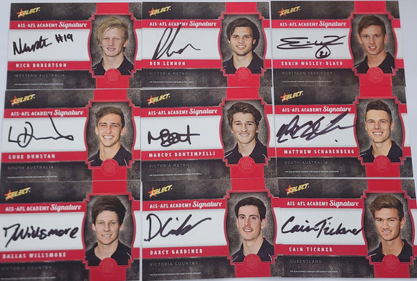 2013 AFL FUTURE FORCE SIGNATURE RED CARD FULL SET INC MARCUS BONTEMPELLI  FFRS1 - FFRS30