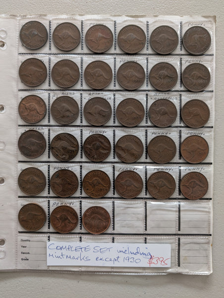 Australia Penny Set Excluding 1930