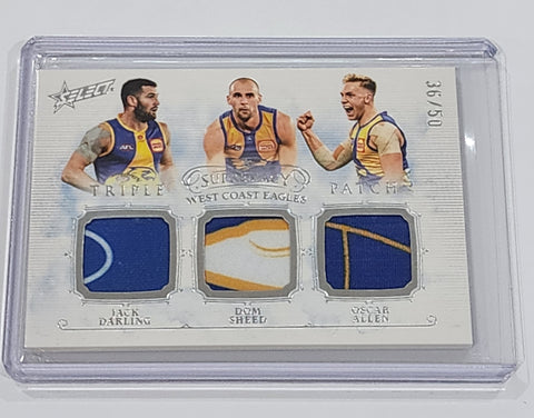 2024 AFL Select Supremacy Triple Patch Jack Darling Dom Sheed Oscar Allen West Coast 36/50