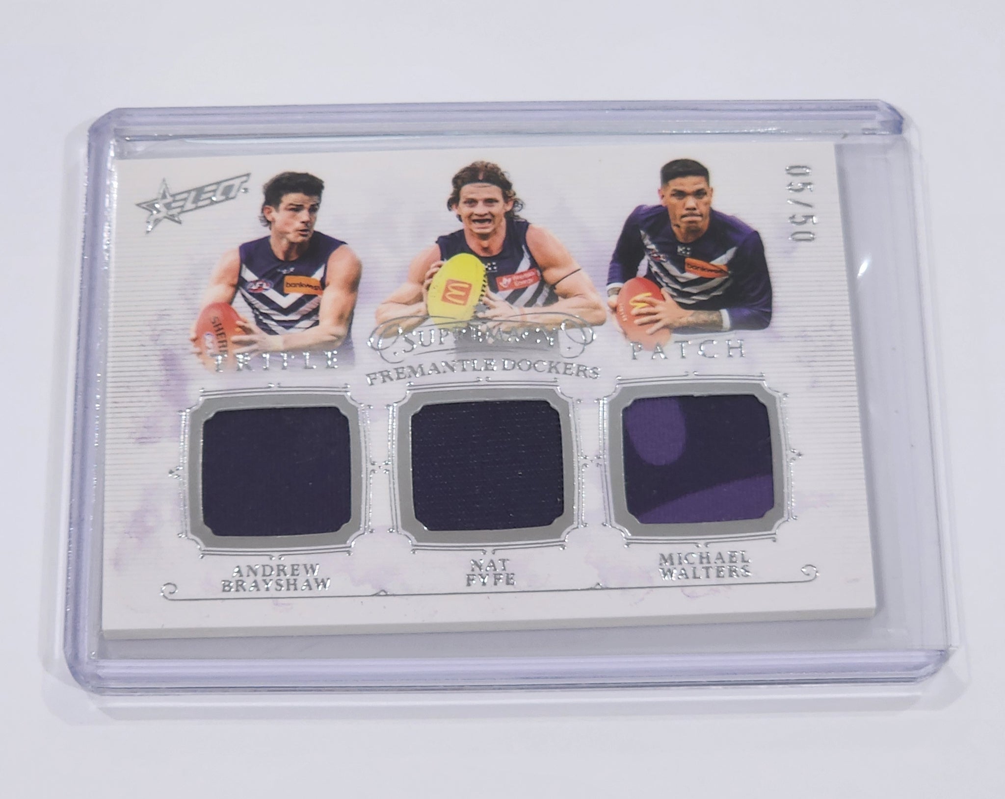 2024 AFL Select Supremacy Triple Patch Andrew Brayshaw Nat Fyfe Michael Walters Fremantle LOW 5/50 TP6