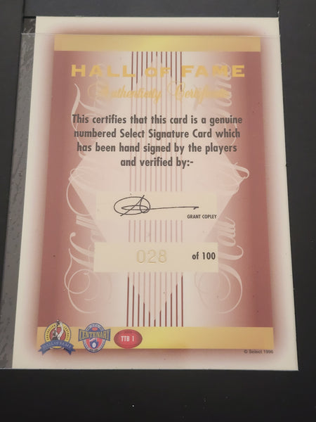 1996 AFL Hall Of Fame Platinum Set Inc Triple Brownlow Signature card (Dick Reynolds, Ian Stewart, Bob Skilton)